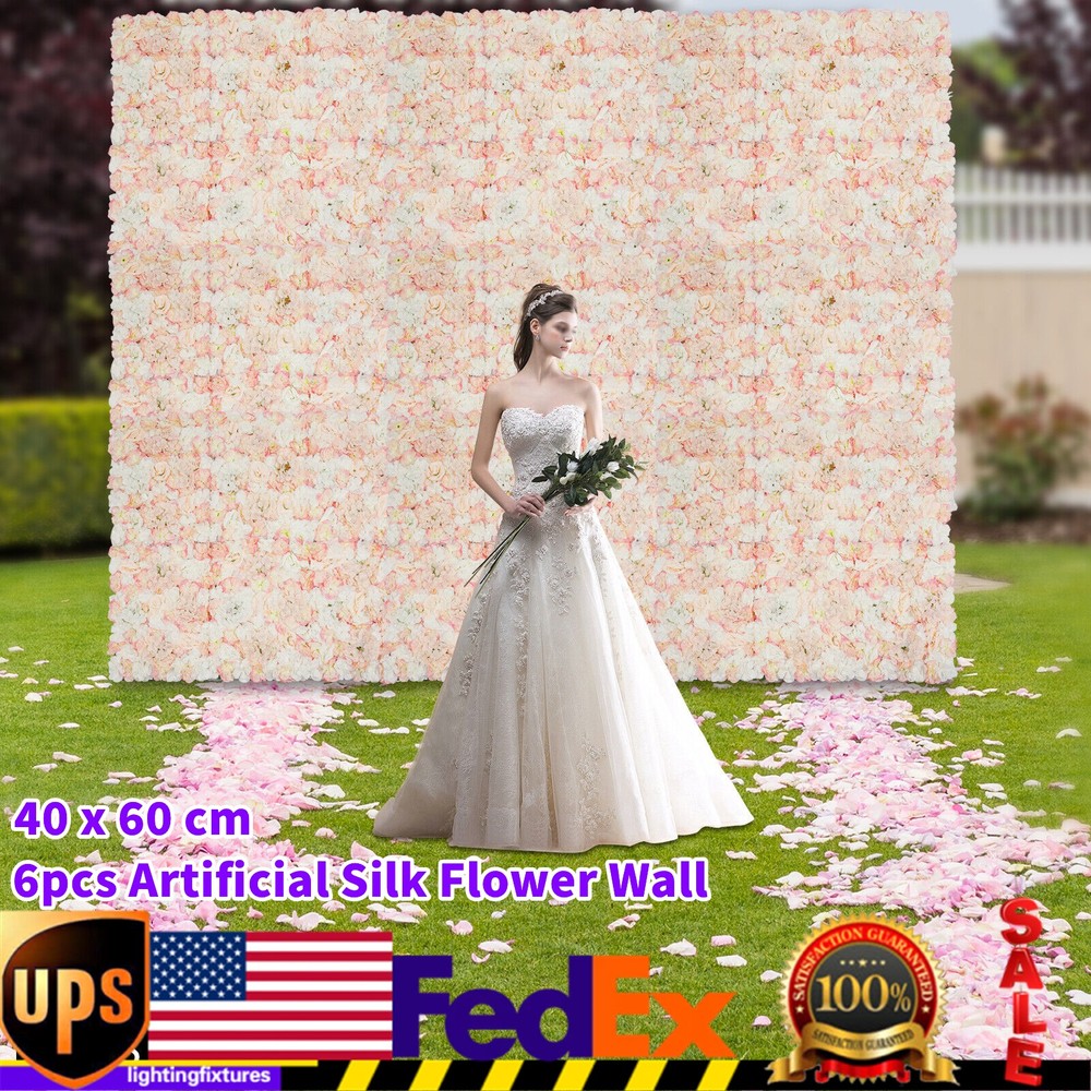 6 Pcs Artificial Flower Wall Silk Floral Backdrop Party Wedding Decoration Panel
