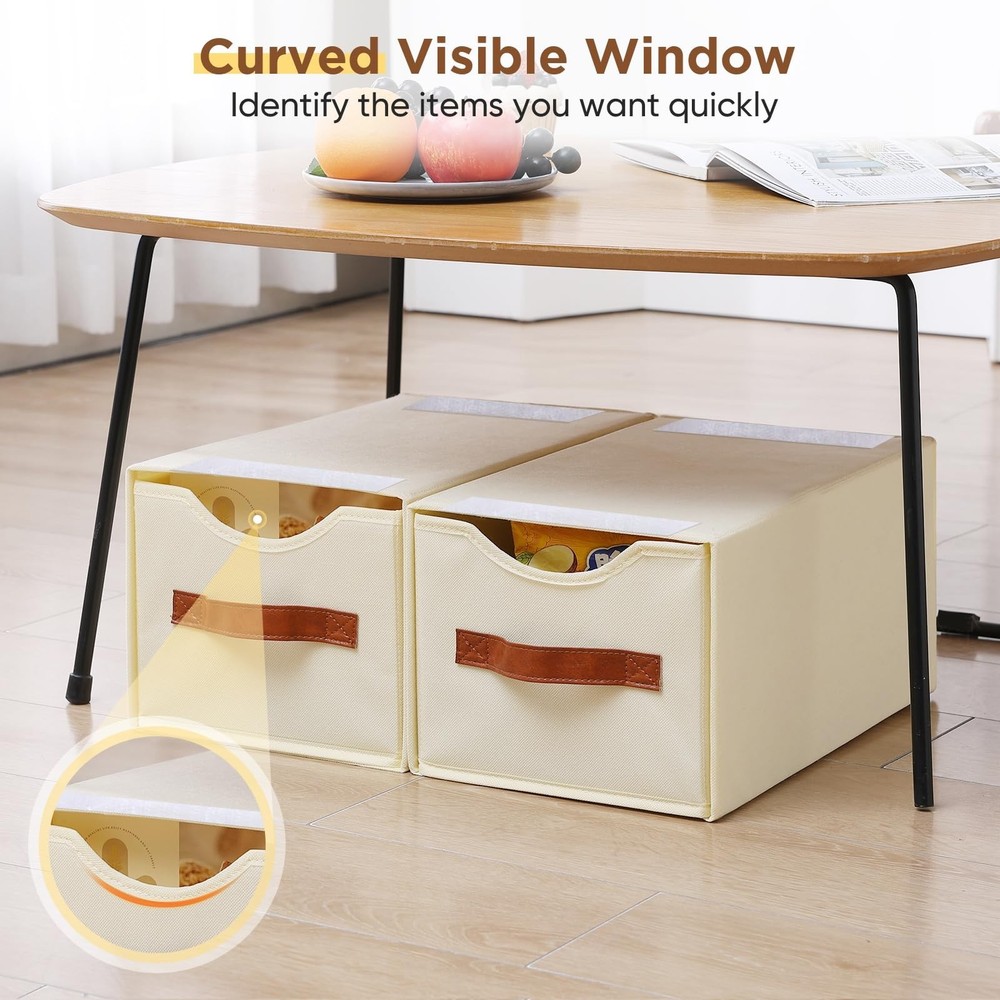 2 Pack Stackable Storage Drawers, Fabric Closet Organizers and Storage with H...