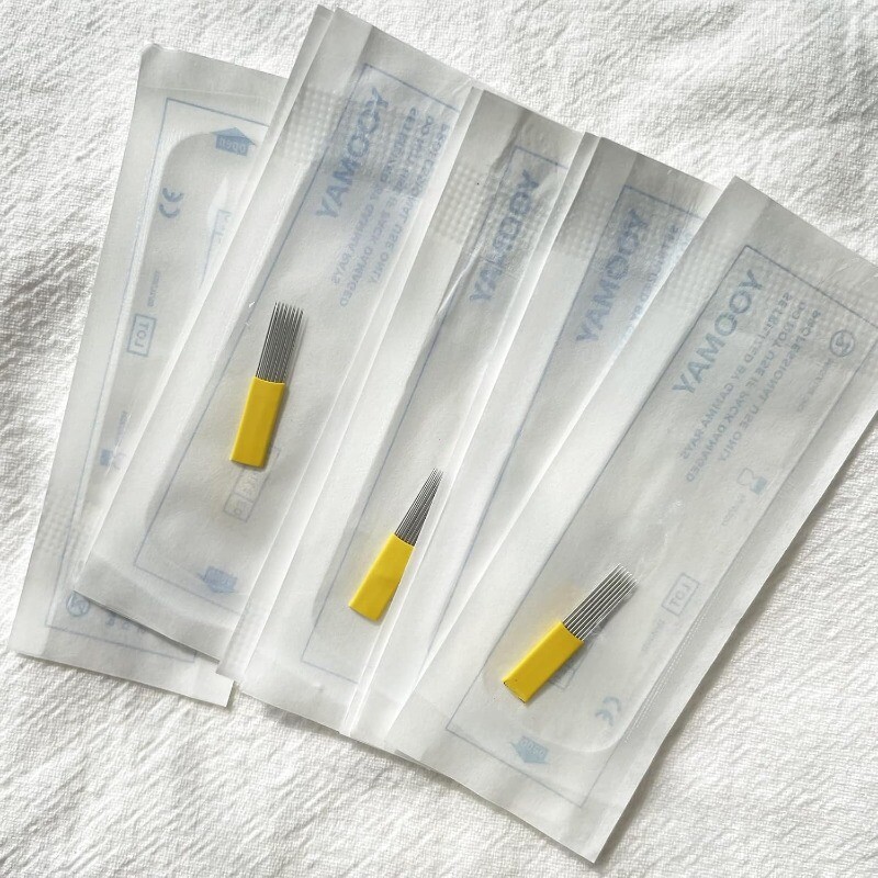 Permanent Makeup Eyebrow Microblading Needle Manual Supplie (Double Line Flat15)
