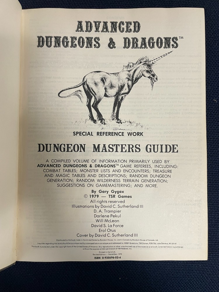 Advanced D&D Dungeon Masters Guide by Gary Gygax (First edition, 1979)