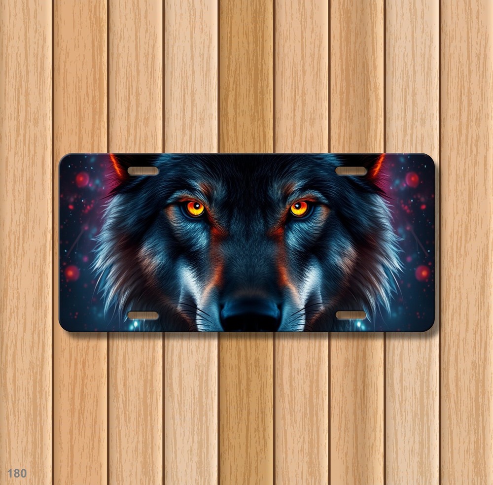 Intense Wolf License Plate Customizable Auto Tag Unique Gift