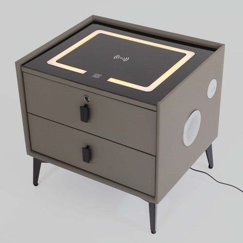 Bluetooth Speaker Smart Bedside Table Cabinet with Light USB& Wireless Charging