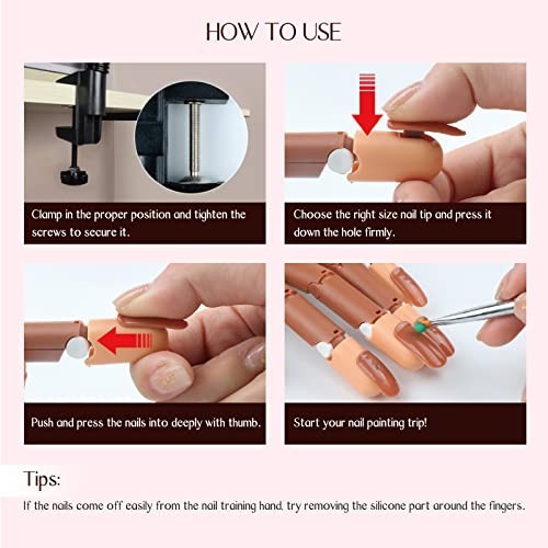 Acrylic Nail Practice Hand Kit - Flexible Mannequin with 200 Tips, Glue & Tools