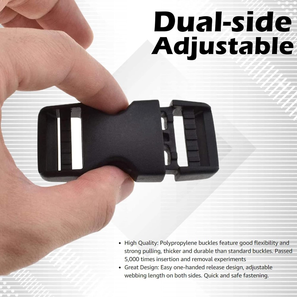 Quick Side Release Buckles Dual Adjustable Heavy Duty Plastic Clips