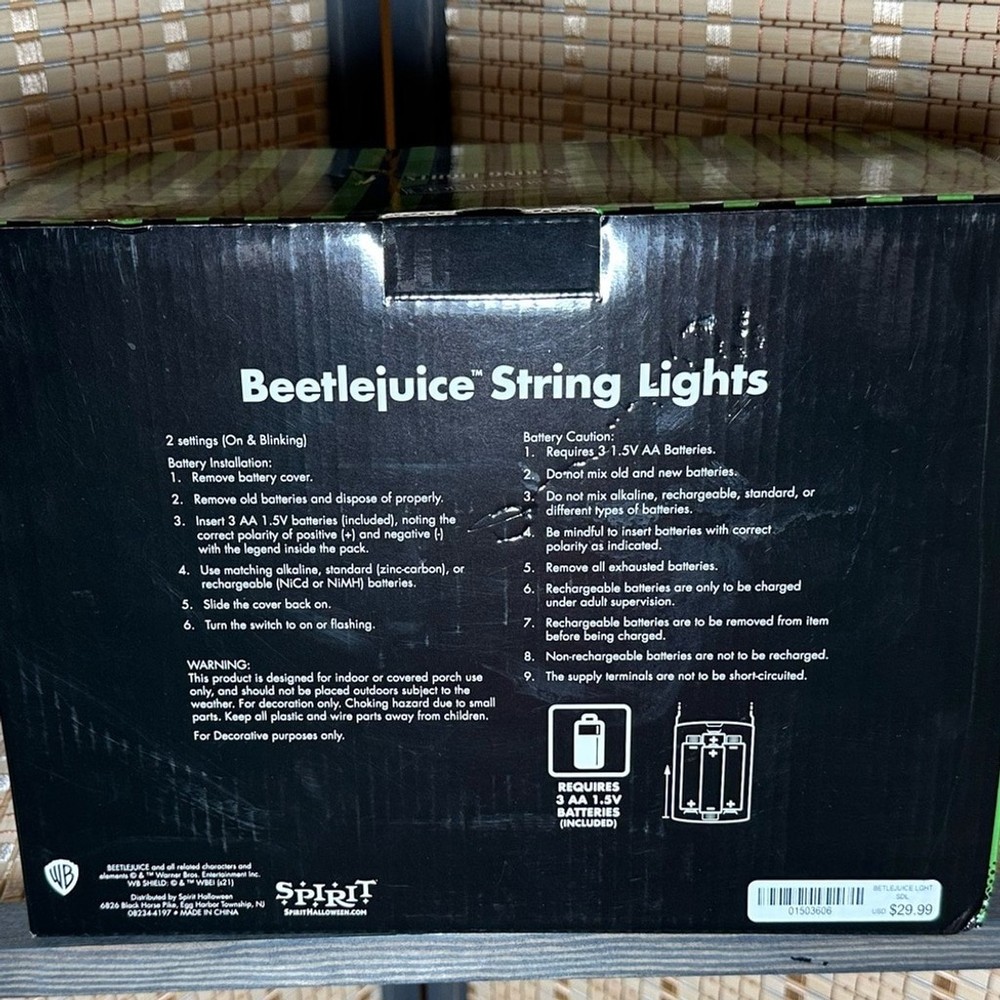 WB🪲Beetlejuice String Lights🪲 NIB