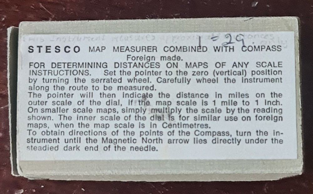 VINTAGE STESCO MAP MEASURER WITH COMPASS 1950's ORIGINAL BOX