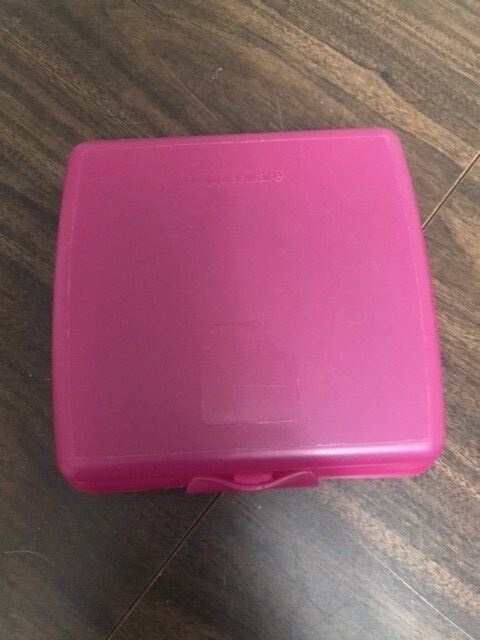 Tupperware Sandwich Keeper Hinged One Piece Clamshell Raspberry