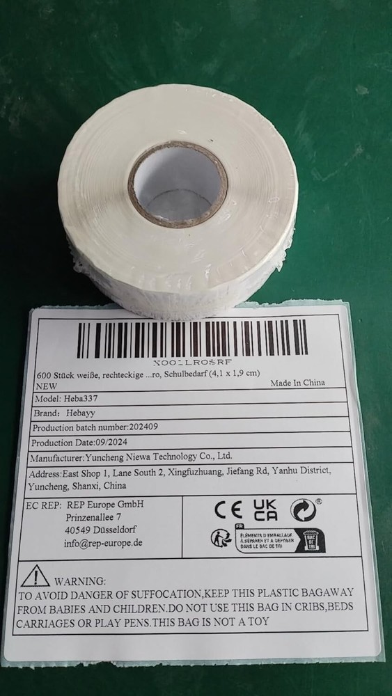 600 PCS Rectangular Stickers, Blank Write on Labels Self-Adhesive Roll White