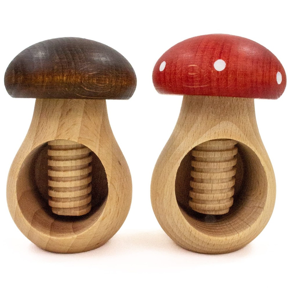 “Mushroom & Toadstool” Wooden Nutcracker Set of 2