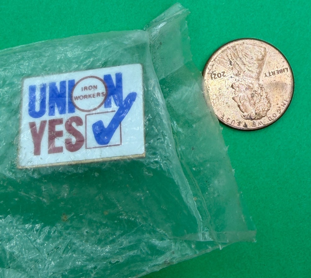 Vtg Iron Workers Union Yes Check Mark Pin