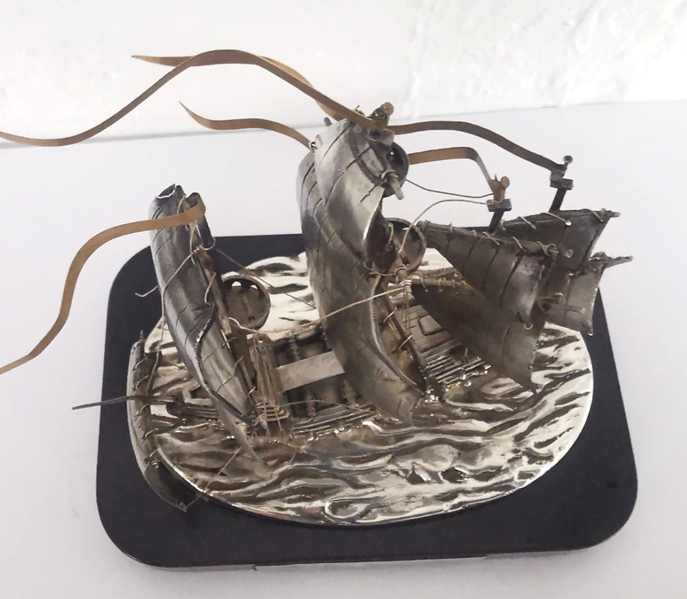 Solid Silver Mary Rose Ship Model - Birm. 1981