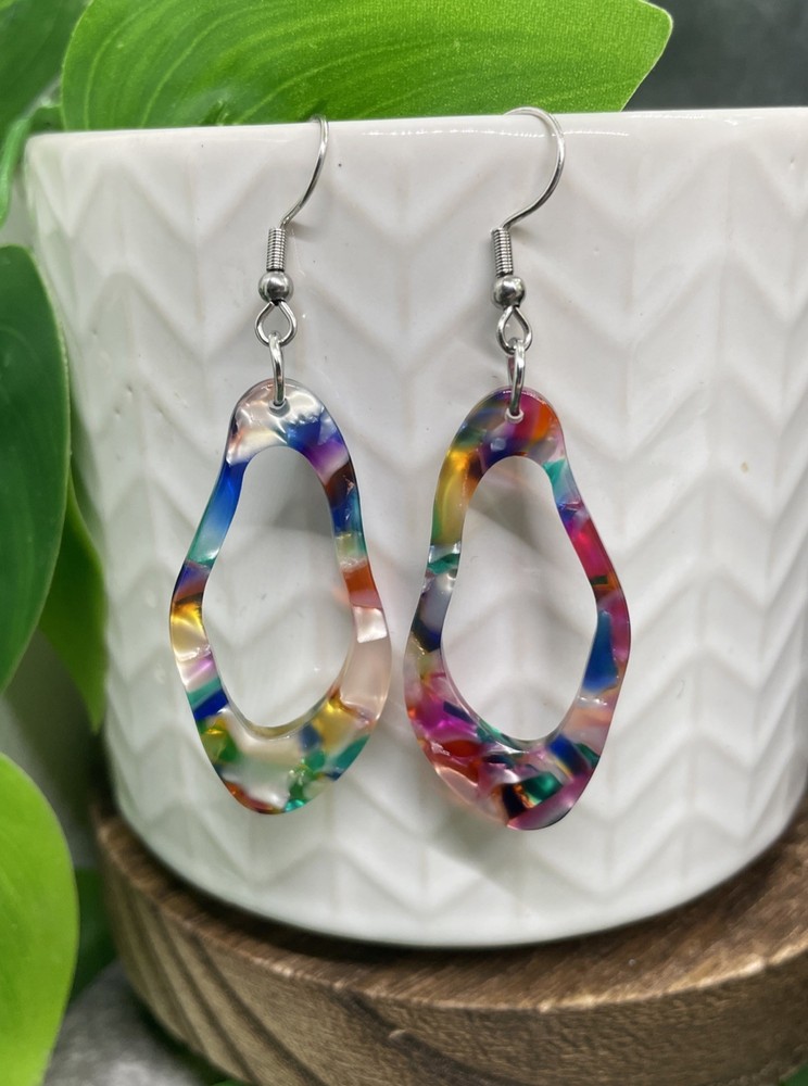 2.5” Earring Set Silver-tone Boho Dangle Drop New Free Ship B7392