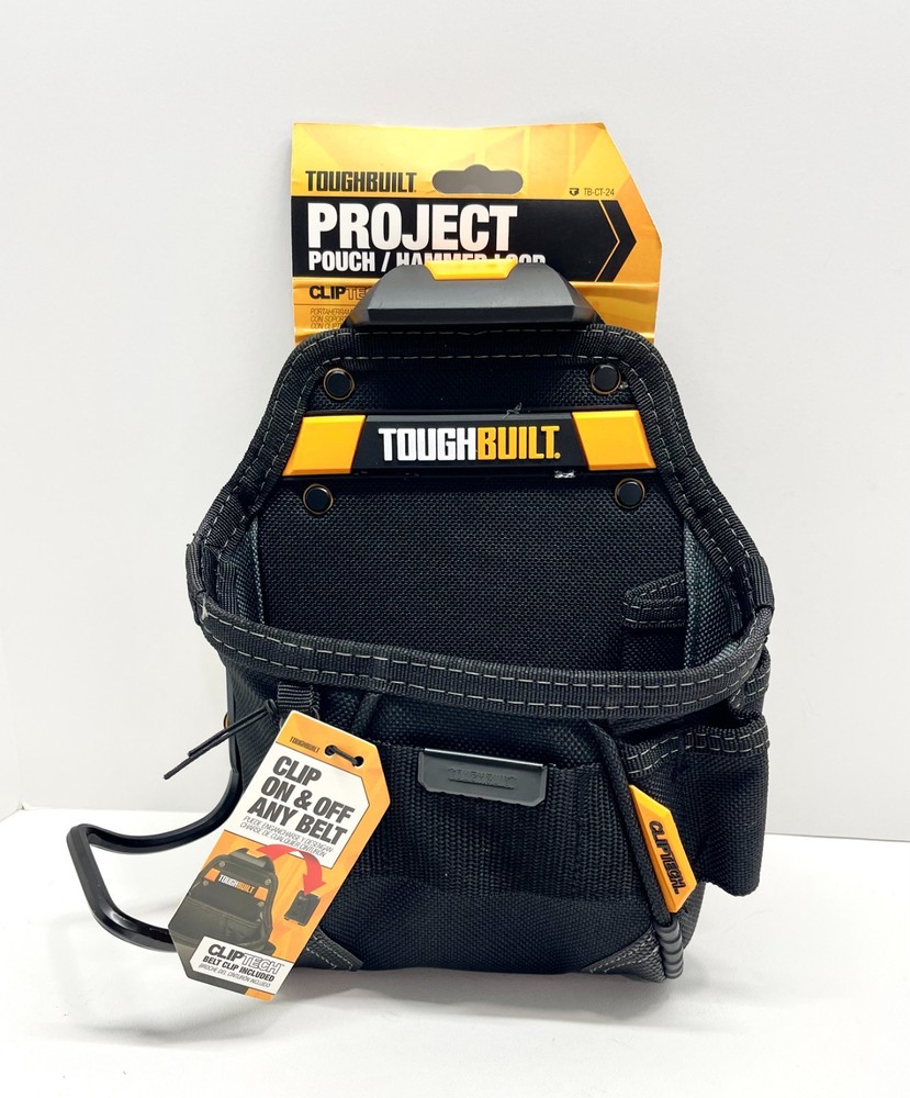 NWT - ToughBuilt Project Pouch / Hammer Loop, ClipTech Tool Belt Black, TB-CT-24