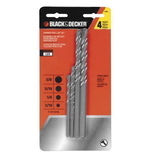 LOT (2) BLACK and DECKER 4-Piece Percussion Drill Bit Set, Hammer Drill