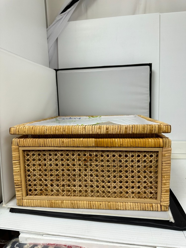 Set of 3 Boho Rectangular Rattan Decorative