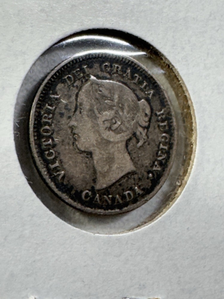 1888 Canada 5 Cents Small Silver Coin Cleaned