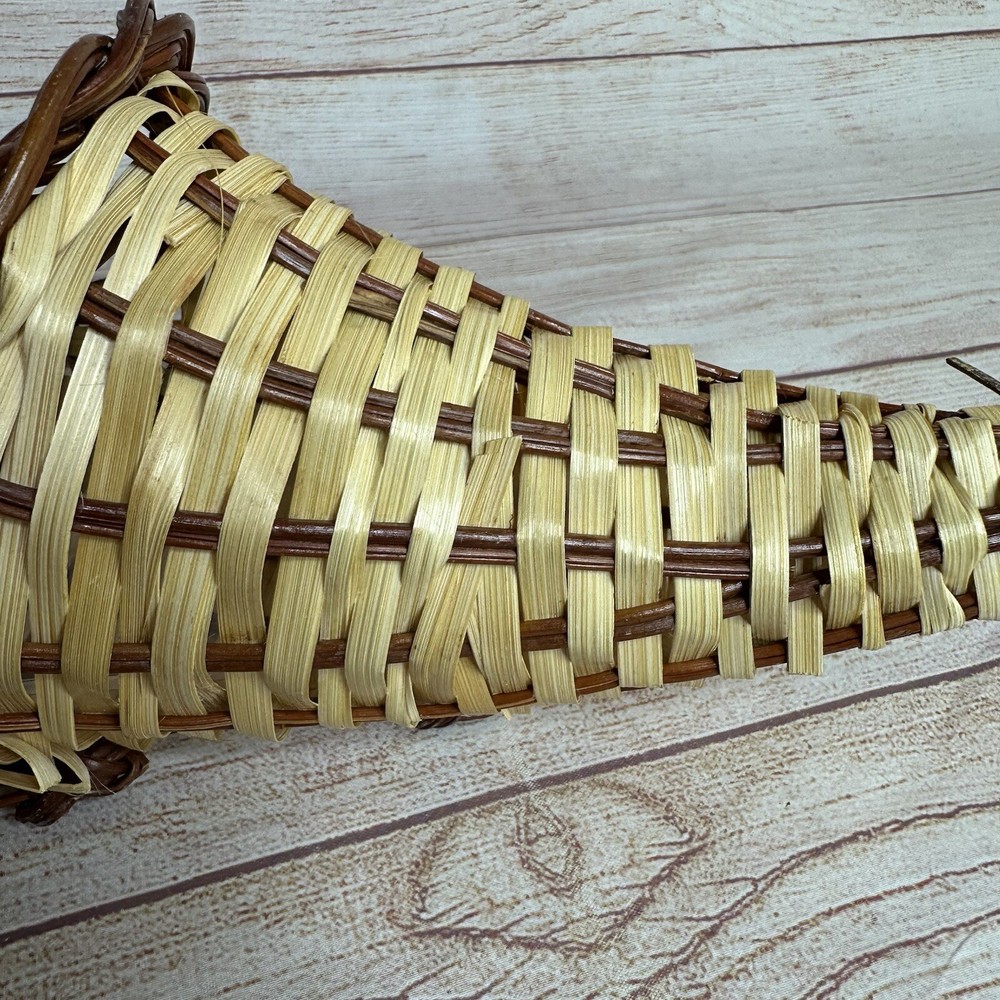 Cornucopia Horn of Plenty Rustic Woven Lined Wicker Basket Fall Thanksgiving