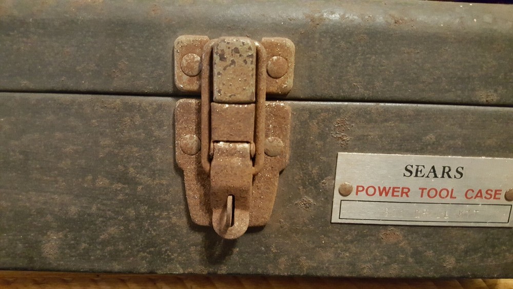 Vintage Sears Metal Power Tool Case w Handle -1801 Drill Kit Case Only-Rusted