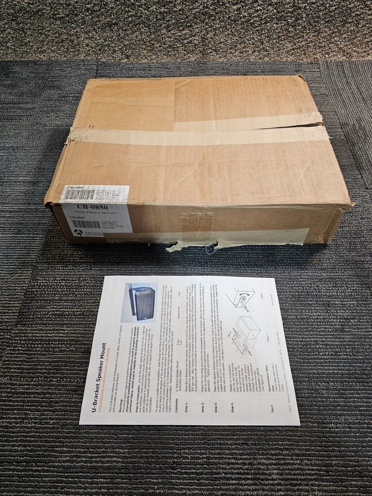 Box of 2-Adaptive Technologies U-Bracket Speaker Mount Fixed Width Black UB-0850