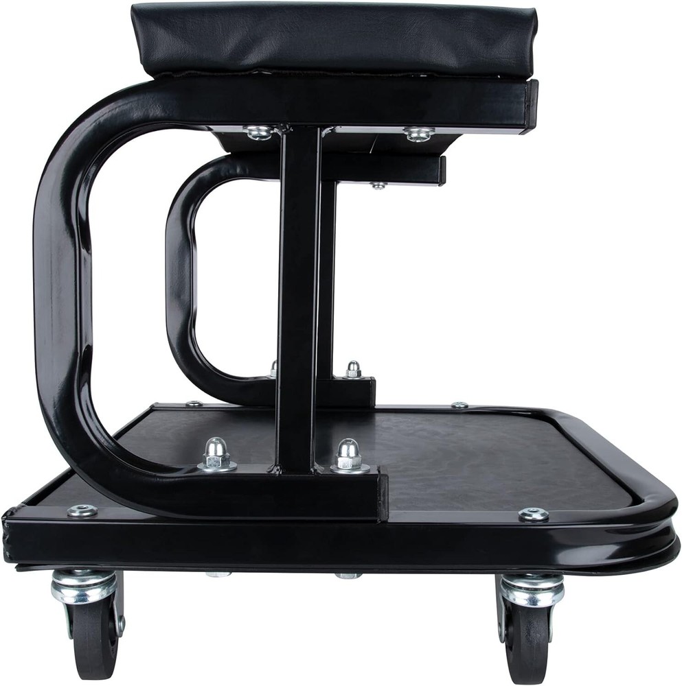 Efficient Rolling Work Seat for Mechanics - Shielded Casters & Padded Cushion