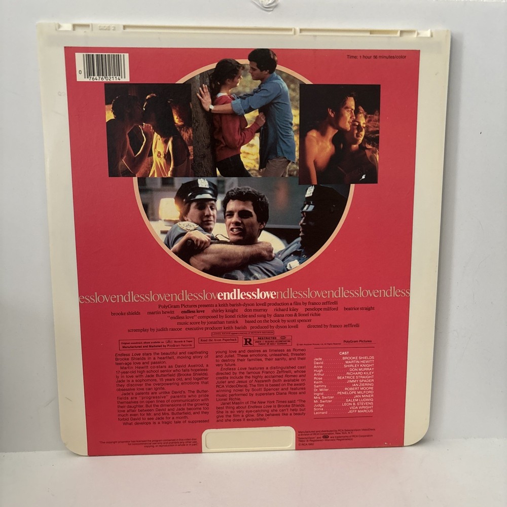 ENDLESS LOVE MOVIE CED RCA SELECTAVISION VIDEO DISC