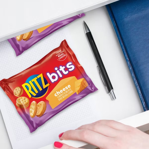 RITZ Bits Cheese Sandwich Crackers Snack Pack Lunch Snacks - 10ct