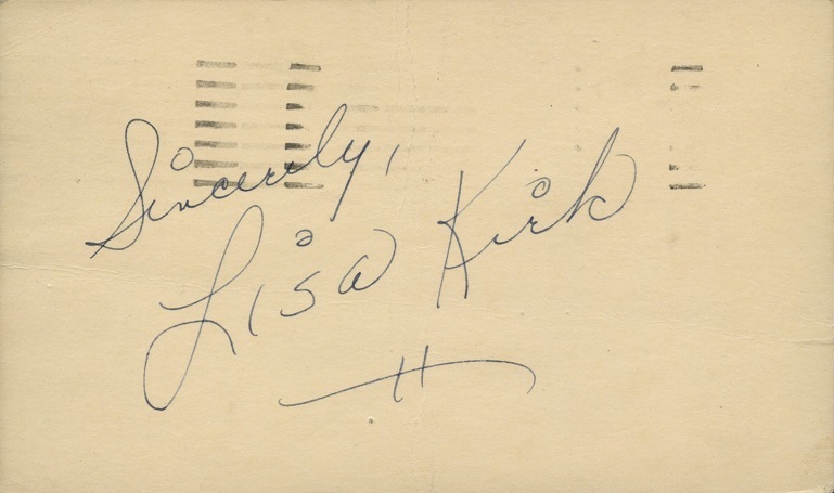 Vintage LISA KIRK Autograph