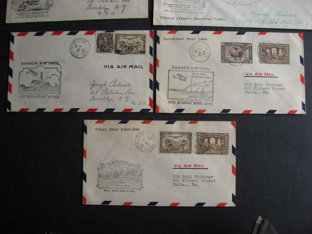 Canada FFC 7 different 1932 first flight covers 3 NWT, 3 SK check them out!