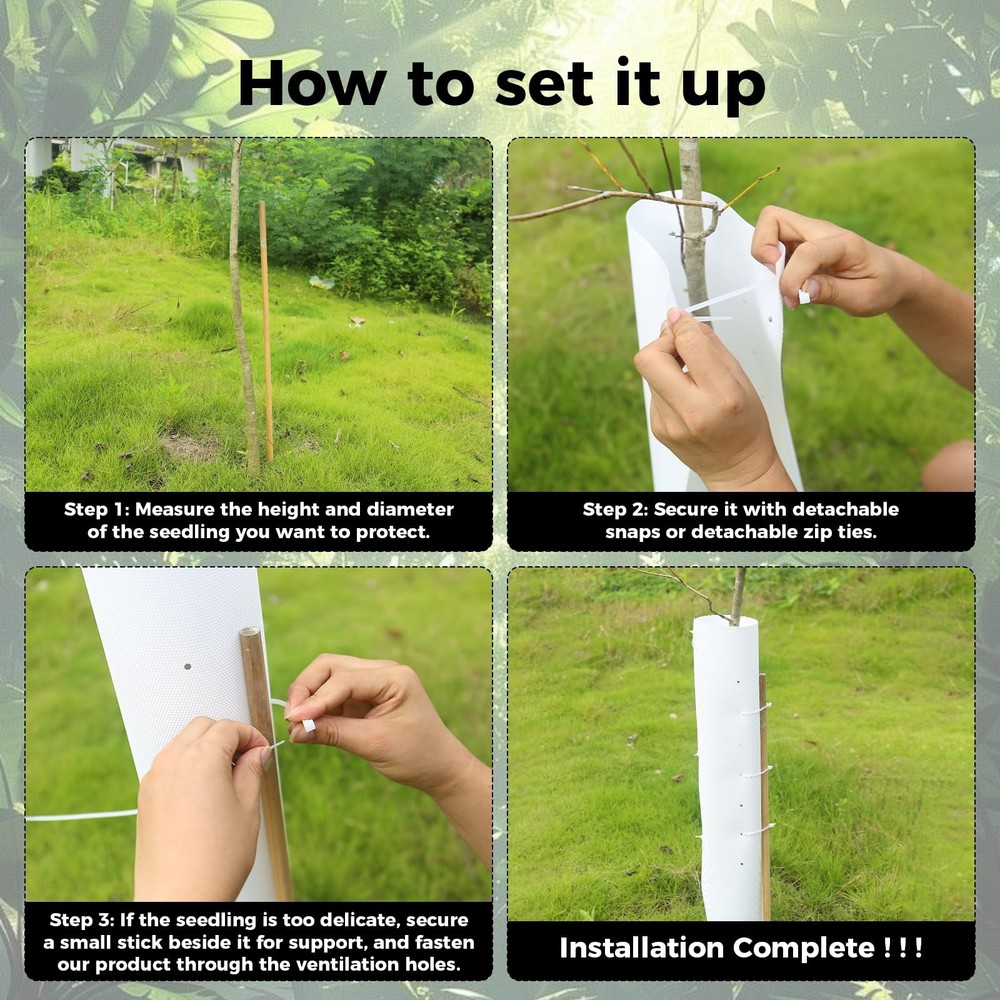 4 Pack Tree Tubes Tree Protectors with Releasable Zip Ties – Tree Trunk Protecto