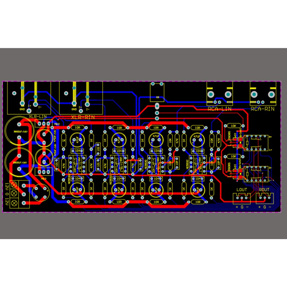 1pc Balanced Unbalanced input to balanced output board (dual channel)
