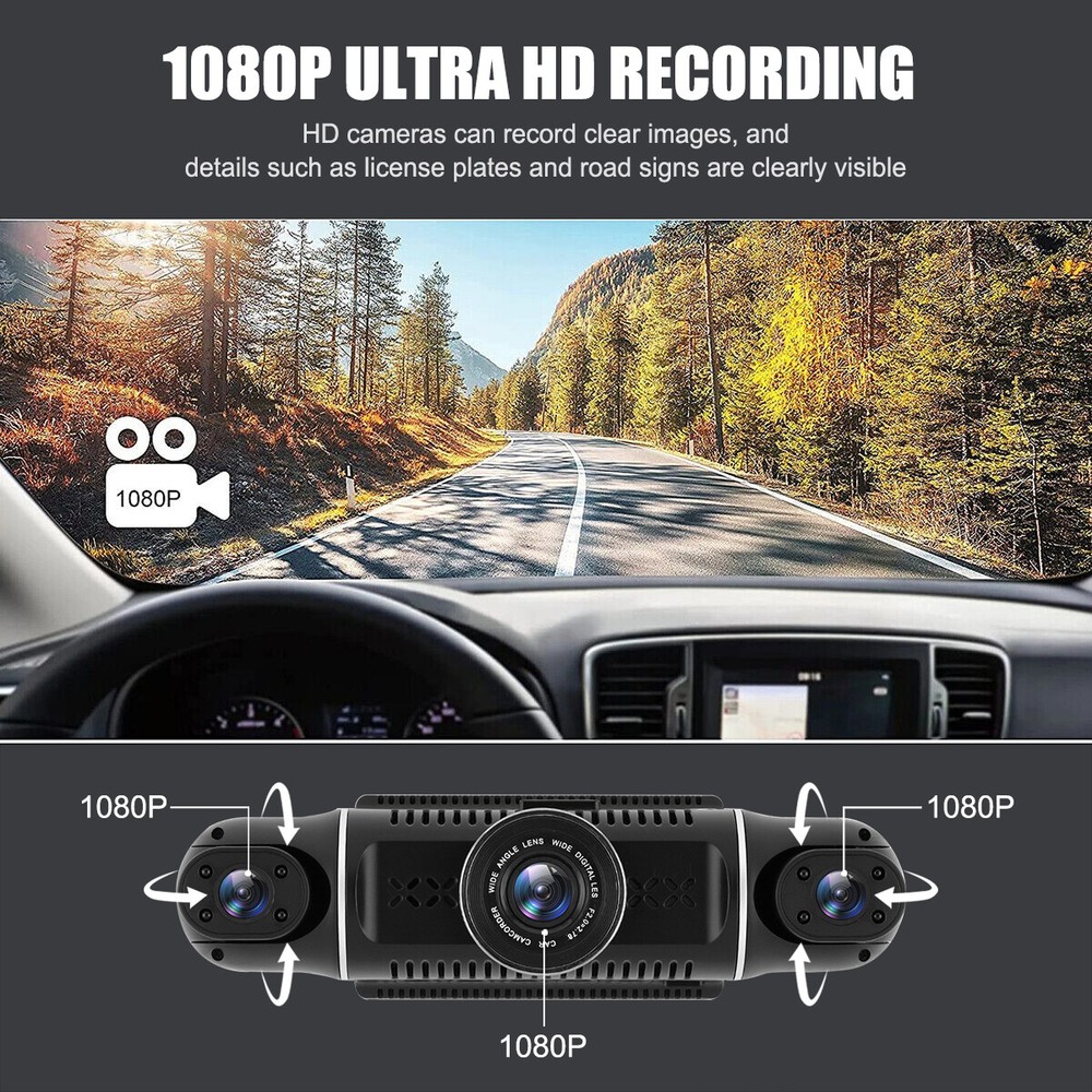 360 Degree View 4 Channel Dash Cam Front and Rear Inside Left Right, Dash Camera