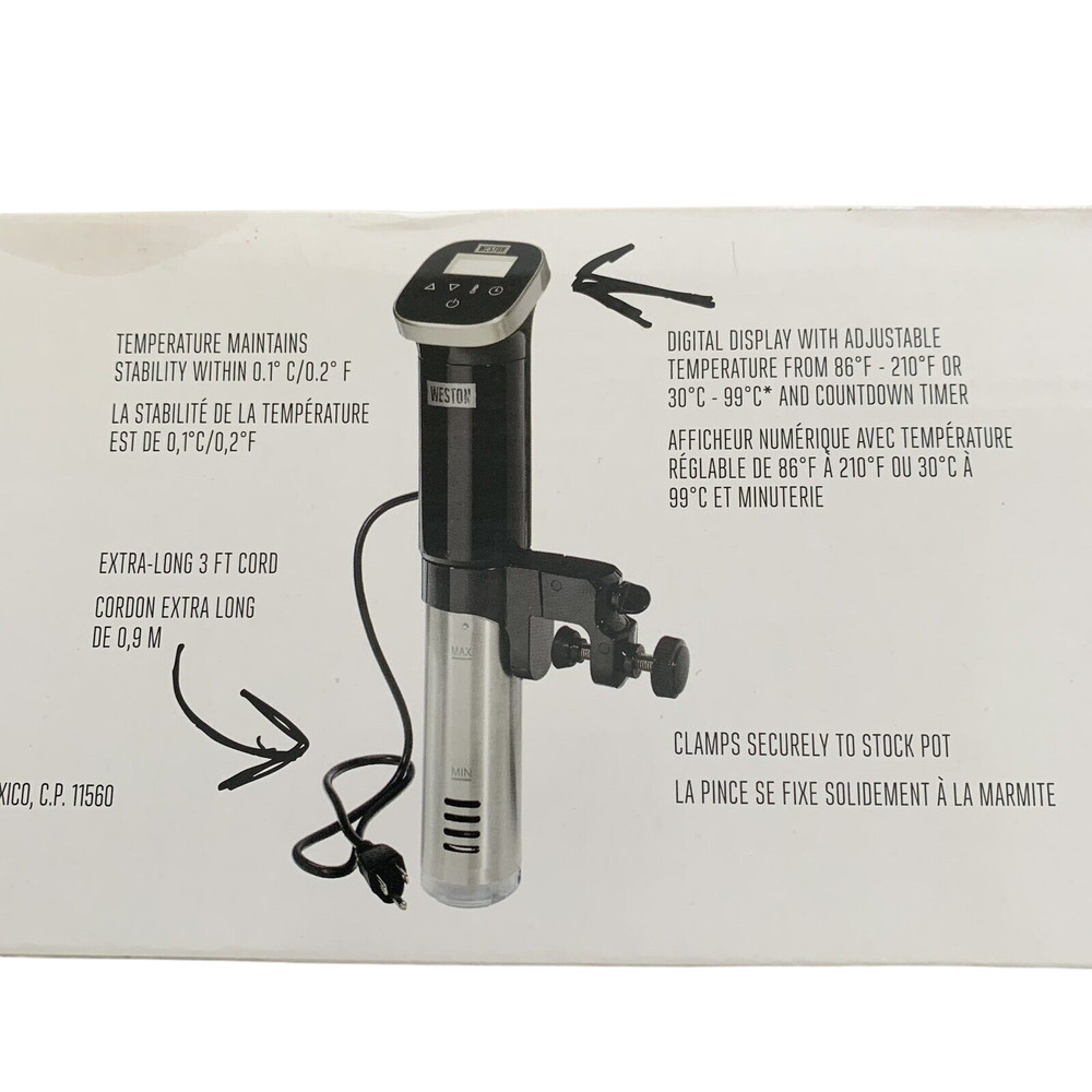 Weston Sous Vide Immersion Circulator 800 Watts Black Digital Display 36200