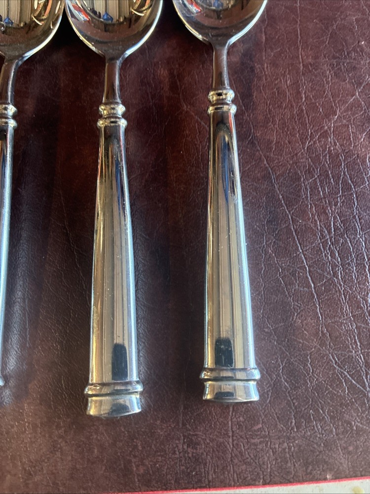 4 Guy Degrenne ABSOLU Glossy Stainless Flatware 8” Spoons