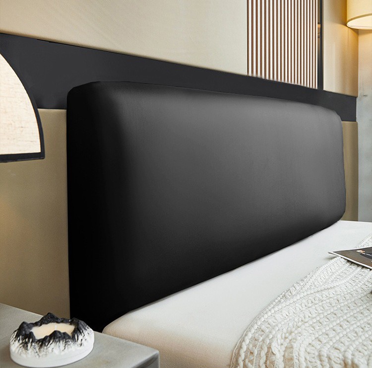 PU Leather Stretch Bed Headboard Cover Dustproof Padded Backrest Protector