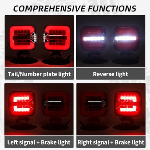 Wireless Trailer Lights Kit with Adjustable Adjustable Wireless Magnetic