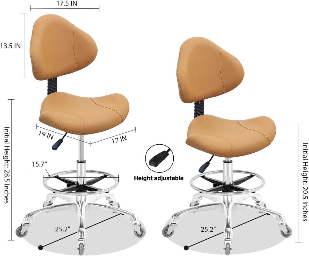 Rolling Swivel Drafting Chair Adjustable Heavy Duty (400Lbs) Lumbar Support Task