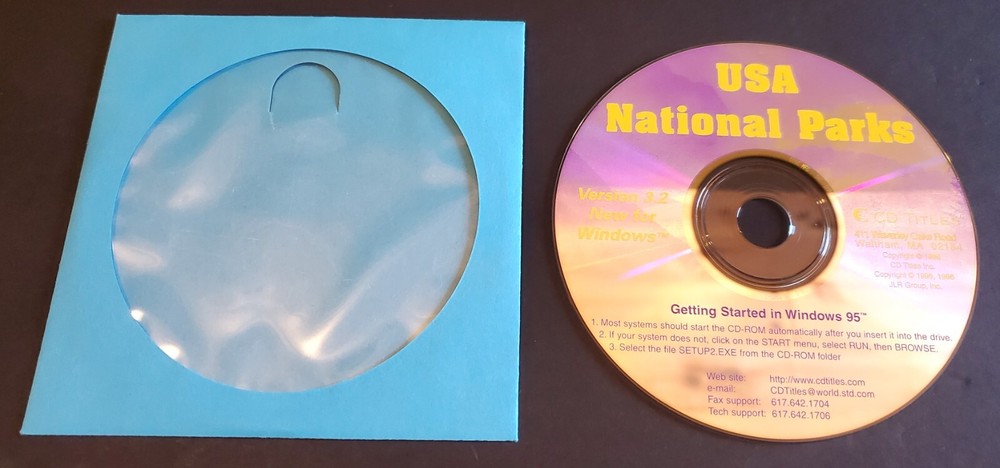 USA National Parks Version 3.2 Vintage CD-ROM for Windows 95 HTF PC Software