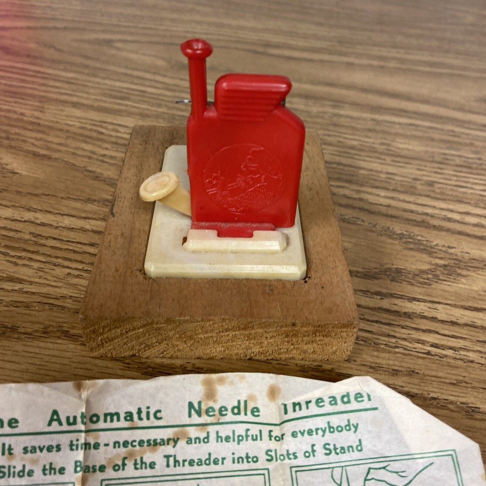 Witch Automatic Needle Threader with instructions Vintage two piece set