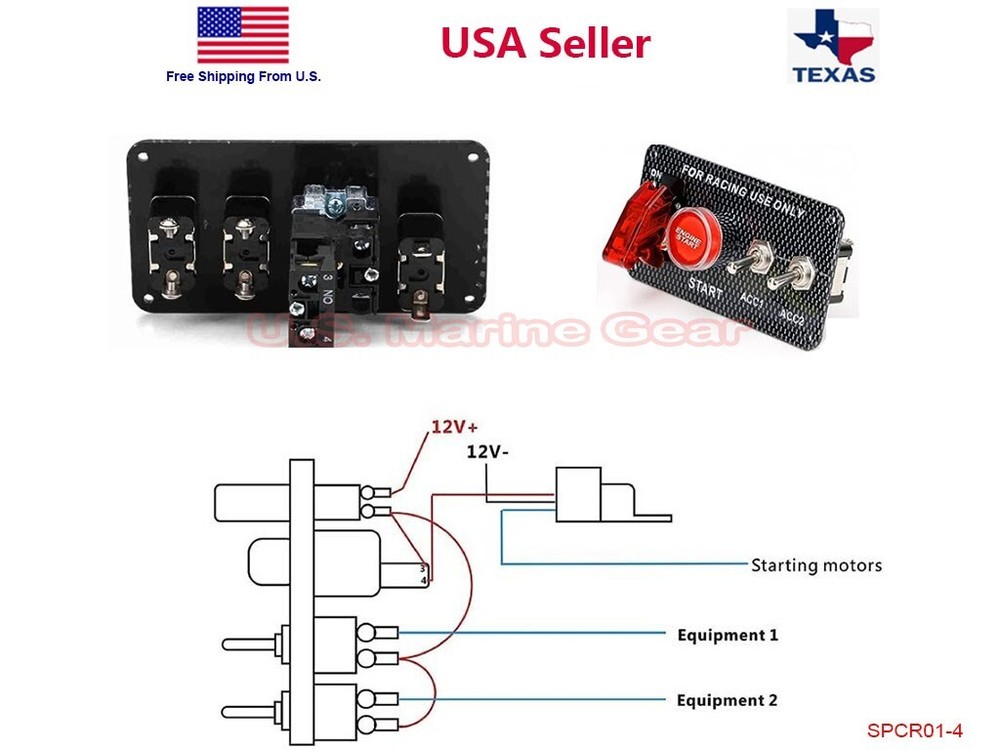 Racing Car 12V Ignition Switch Engine Start Push Button Toggle Panel