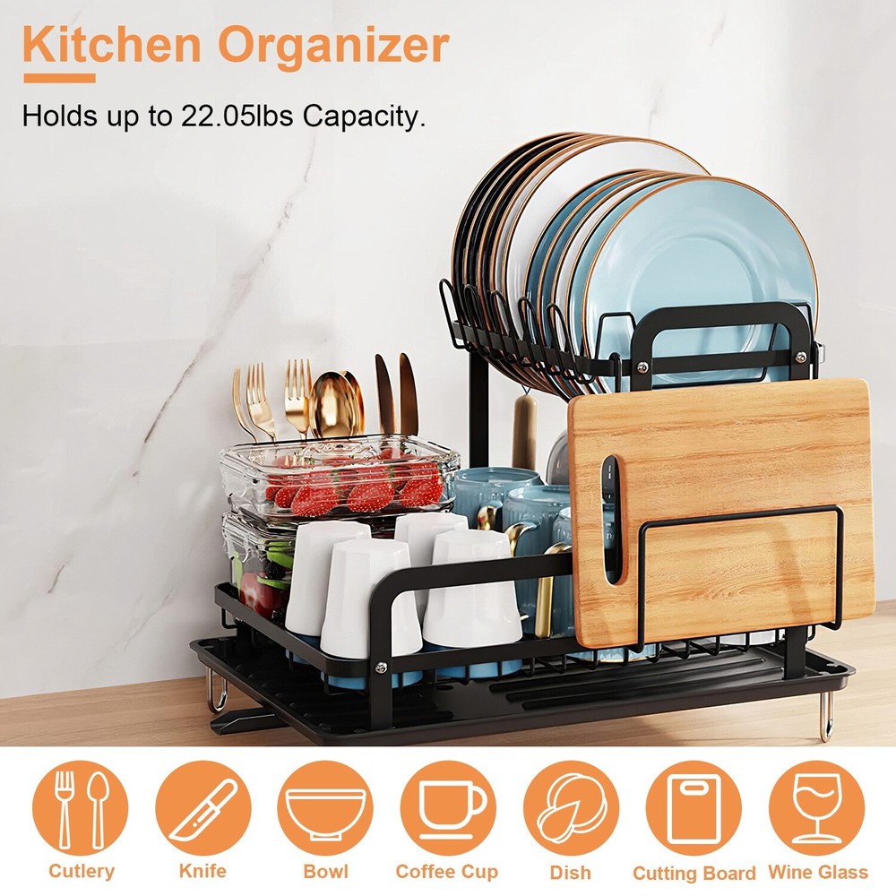 Dish Drying Rack -2 Tier Large Capacity Dish Rack-Dish Racks for Kitchen Counter
