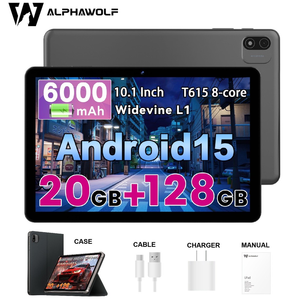 Android 15 WiFi Tablet bundle CASE 10in 20GB+128GB OTG Android Tablets Bluetooth