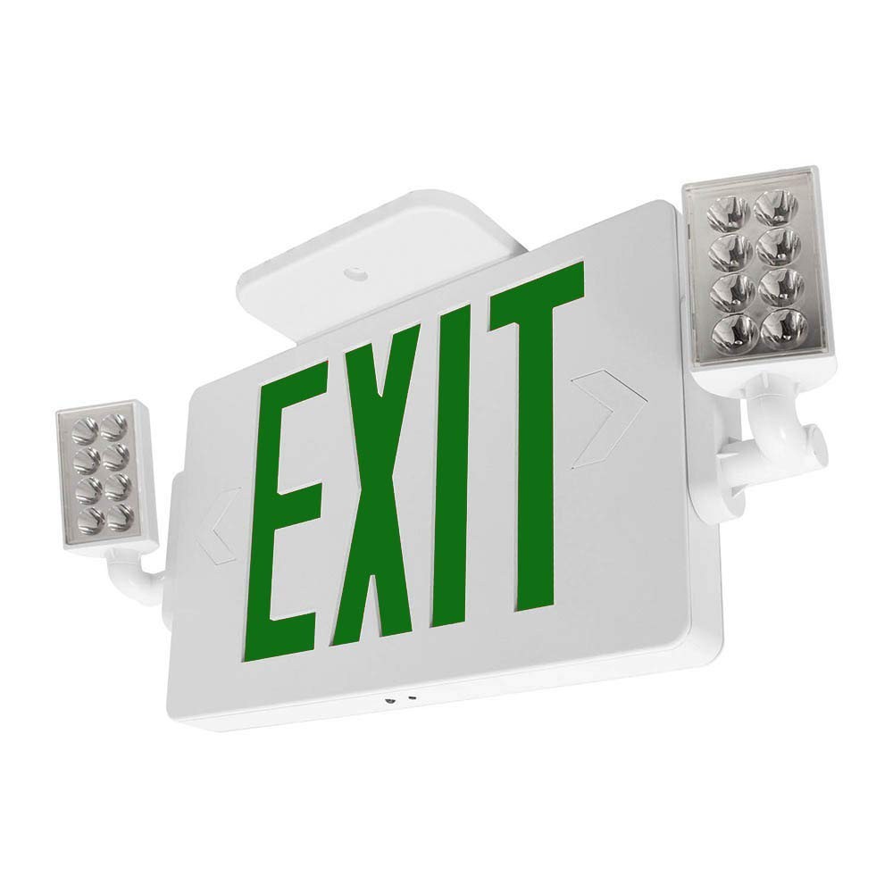 LFI Lights® Thin COMBO UL 924 Listed, Green LED, Exit Sign with Emergency Lig...