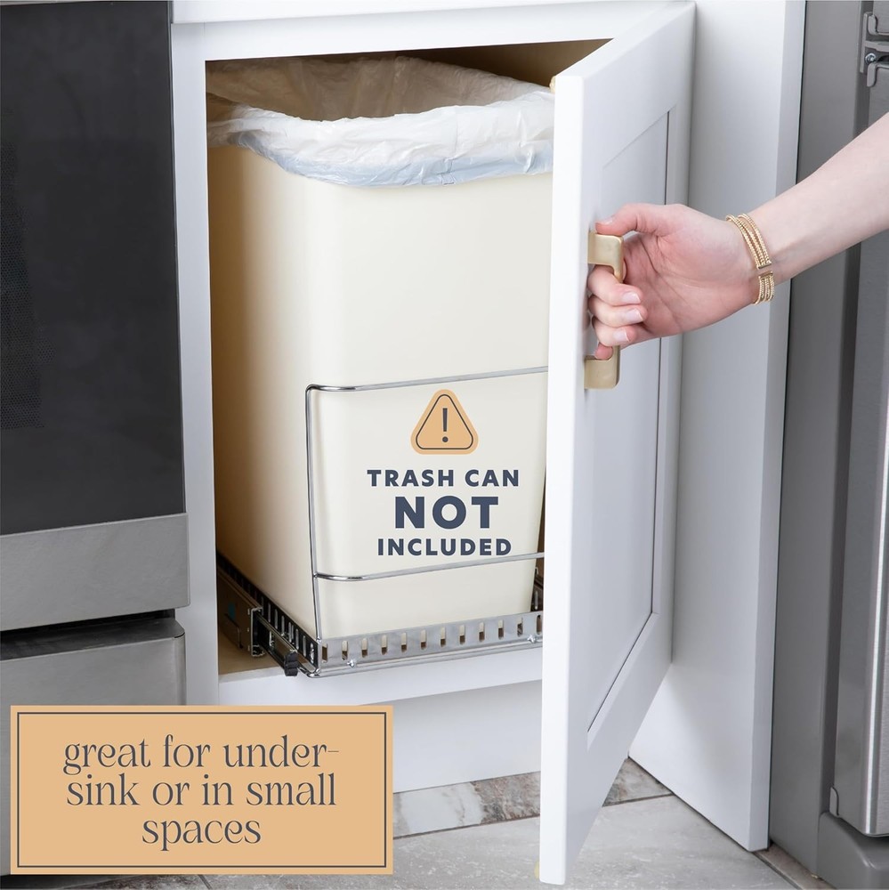 Elegant Pull-Out Trash Can Holder – 36 Qt Capacity with Chrome Soft-Close Slide