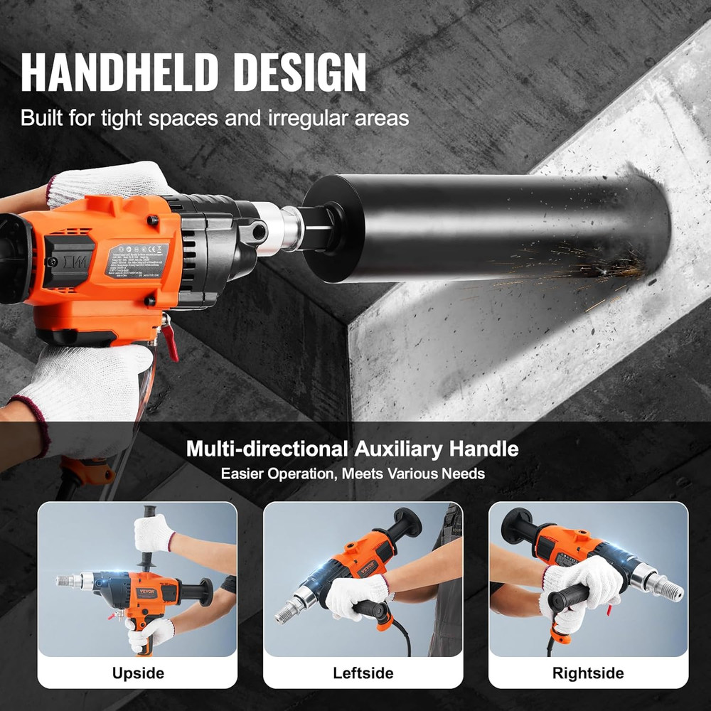 Diamond Core Drilling Machine, 0.8-6.3In Drilling Diameter Handheld Core Drill R