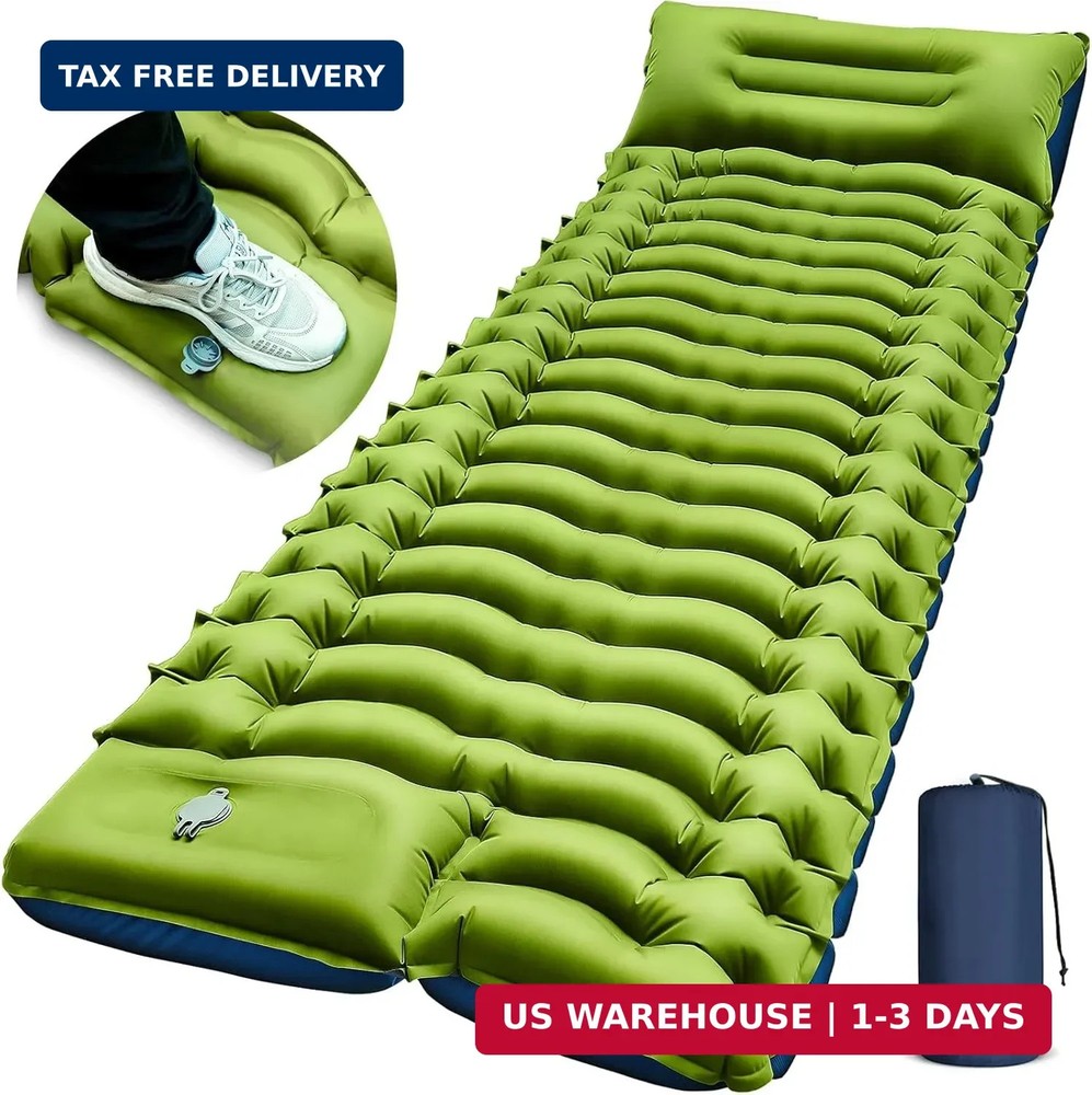 FUN PAC Camping Sleeping Pad, Ultralight Camping Mat with Pillow, Built-in Foot