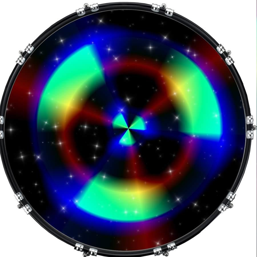 20" Custom Bass Kick Drum Front Head Graphical Graphic Rays 1