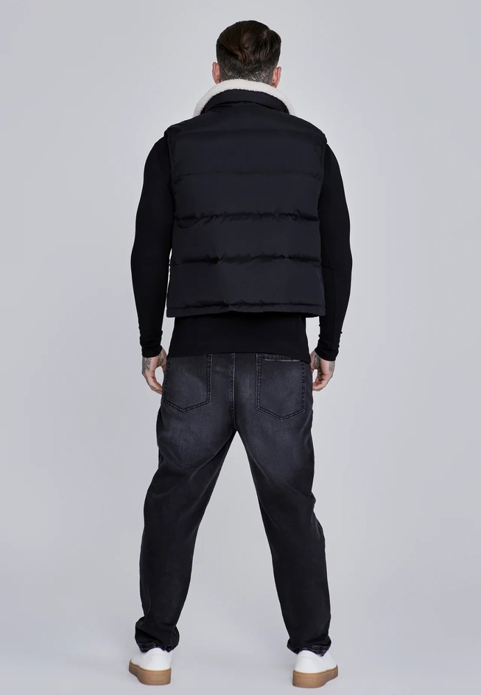 SikSilk Mens Black Gilet Medium
