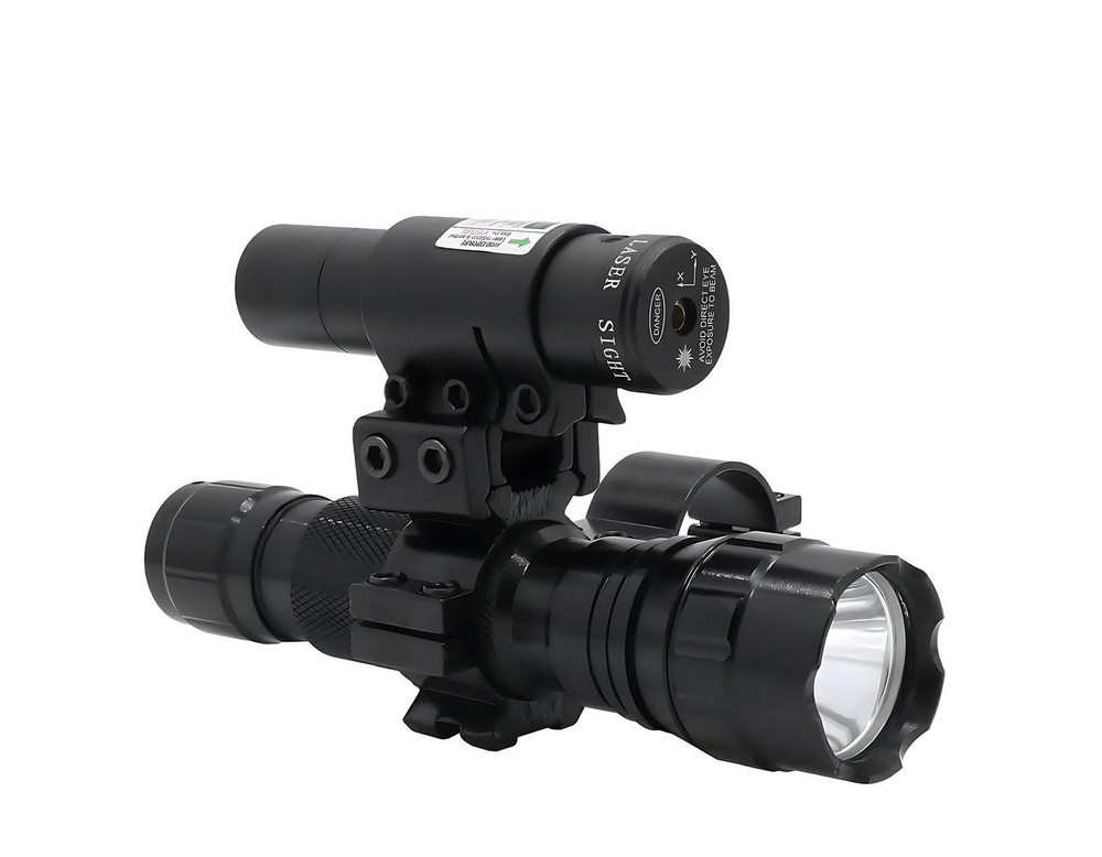 Tactical Flashlight Green Dot Sight Scope Combo with Rings Mount for Rifle Sh...
