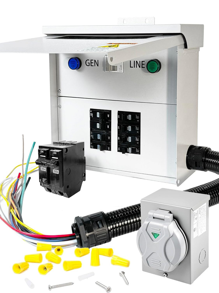 30Amp Transfer Switch Kit with Multiple 50A, 20A, 30A, 15A Circuit Breakers, Dua