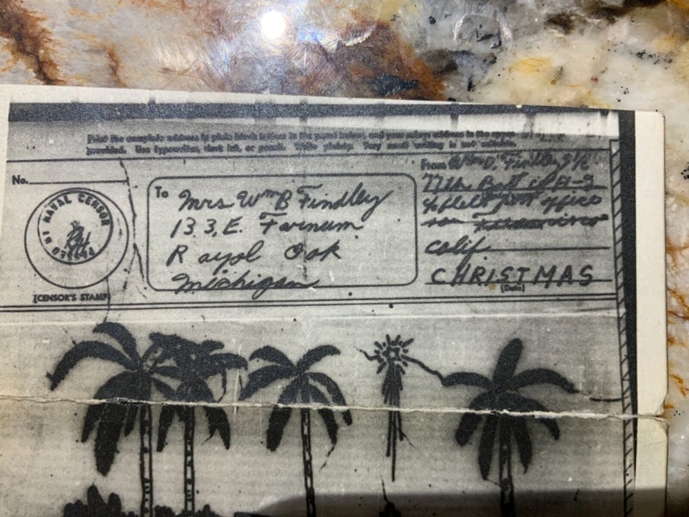 WWII V-Mail 77th Construction Battalion SeaBees Naval Censor Christmas Letter